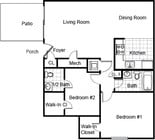 2 Bedroom / 1.5 Bath / 1006 Sq.Ft.