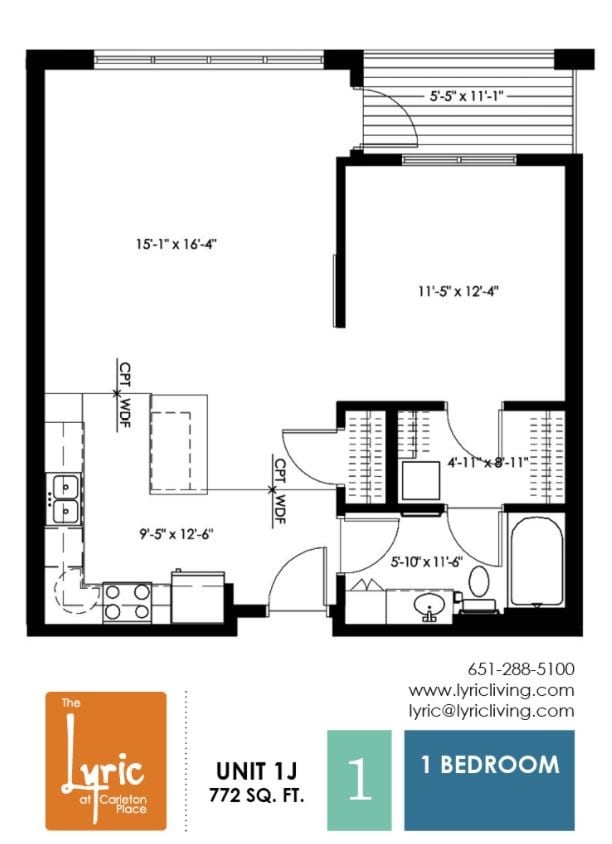 Floor Plan - 1 Bedroom J