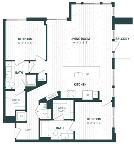 Floor Plan - 2 Bed/2 Bath-C03-P I