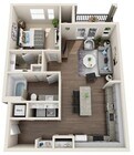 One Bedroom, 763 sqft, Full-Sized Washer/Dryer, Patio/Balcony, Walk-in Closet, Garden Tub