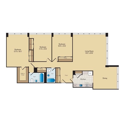 Floor Plan - 3 Bed - 2 Bath | C01