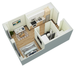 Studio, 1 Bath- F