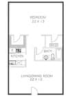 1 Bed 1 Bath Floorplan