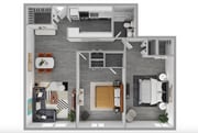 Bristol Floorplan: 2 Bed/1 Bath 1180-sq-ft