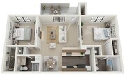Two Bedrooms, Two Bathrooms, 850 sqft, Patio/Balcony, Fireplace, Full Size Washer/Dryer Connections