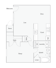 1 Bed 1 Bath Floorplan