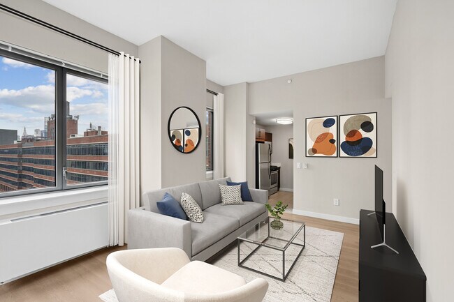 Living room with hard surface flooring