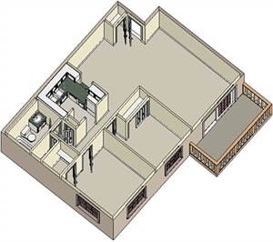 2BR/1BA - Two Bedroom
