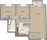 2HAB, 1BA - 780 ft²