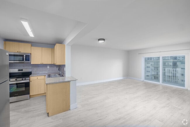 1BR, 1.5BA - Kitchen & Living Room