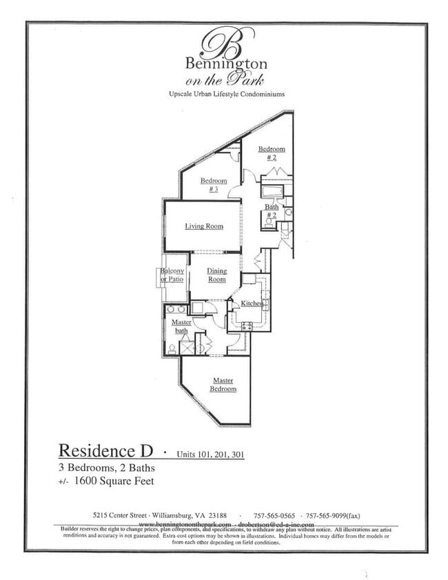 Photo - 3 bedroom/ 2 bathroom- Bennington on the Park Unit 301