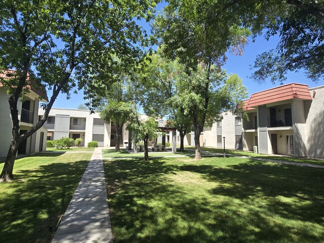Beautiful landscaping with mature trees
