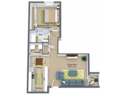 1 Bed 1 Bath 690 Sq. Ft.