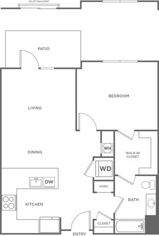 One Bedroom One Bath (792 SF) - One Bedroom One Bath (792 SF)