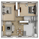 Hogar de 2 dormitorios y 1 baño