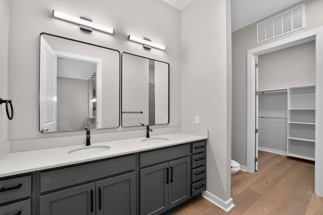 Matte Black Fixtures* with Grey Cabinetry