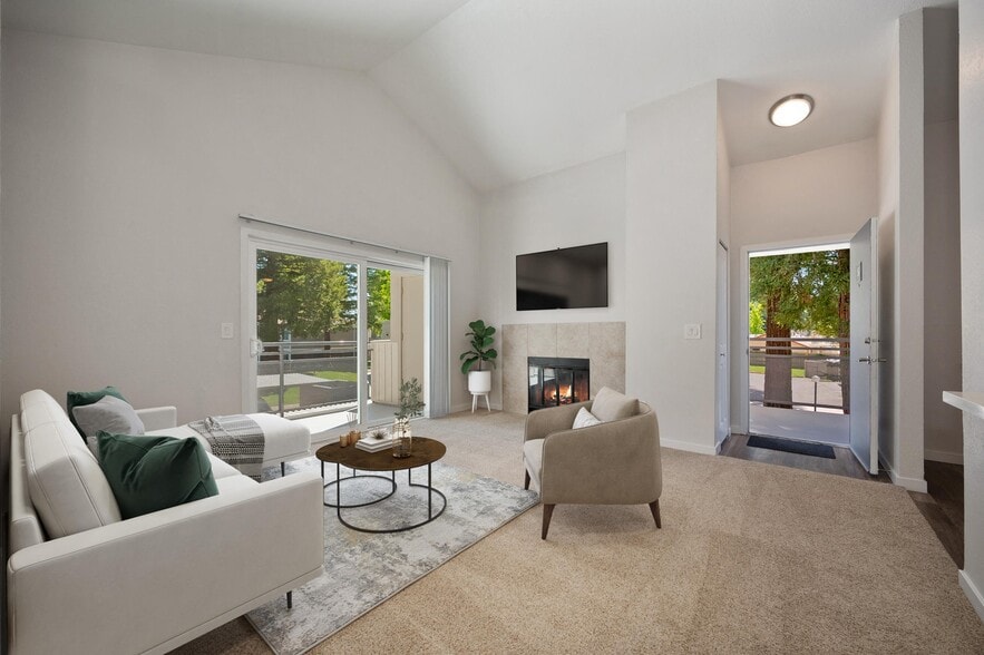 Living room with fireplace