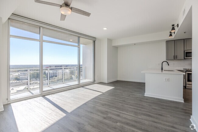 2BR, 2BA - 1,354SF - Living Room - Tower on Piedmont