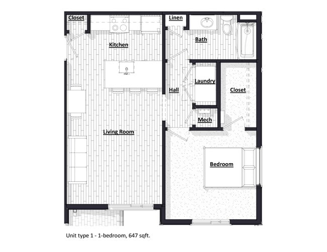 1 bedroom 647 - Northfield Commons
