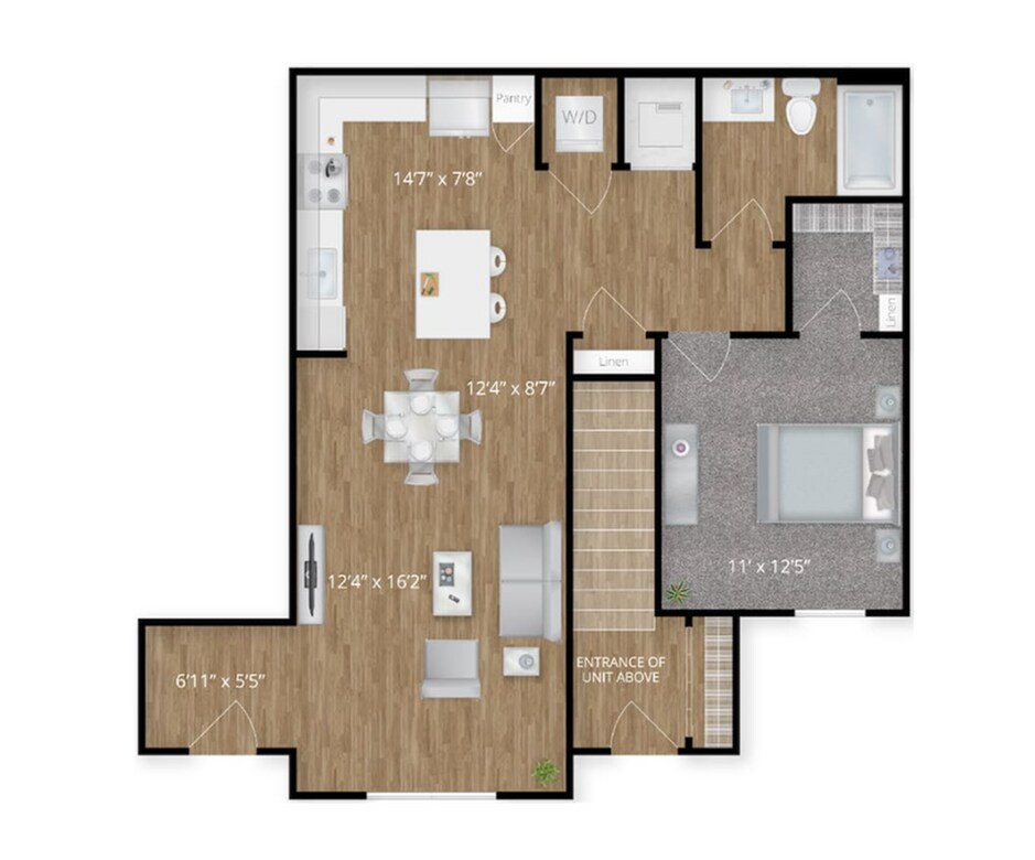 Explore this chic one-bedroom apartment layout designed for modern living. - TA1