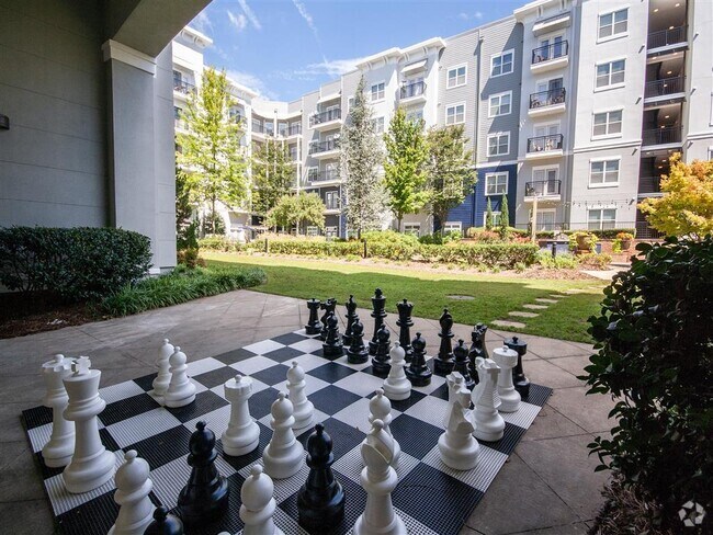 Outdoor Entertaining Spaces with Oversized Chess Game. - The Atlantic Aerotropolis Rental