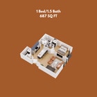 1bed/1.5bath