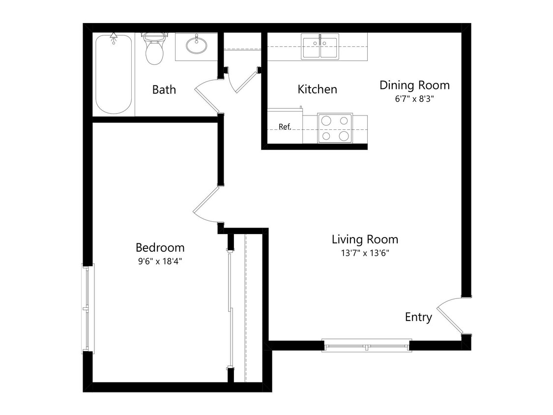 Floor Plan - 1Bedroom 1Bath