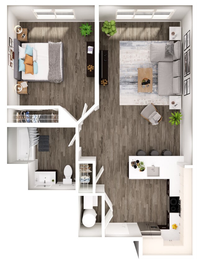 Floor Plan - 1 BR 1 Bath w Balcony
