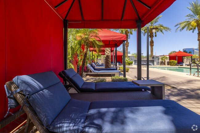 Heated Resort-Style Pool with Cabanas and Water Features