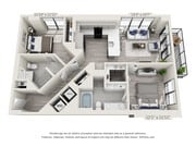 Two Bedroom Two Bath (1,147 SF)