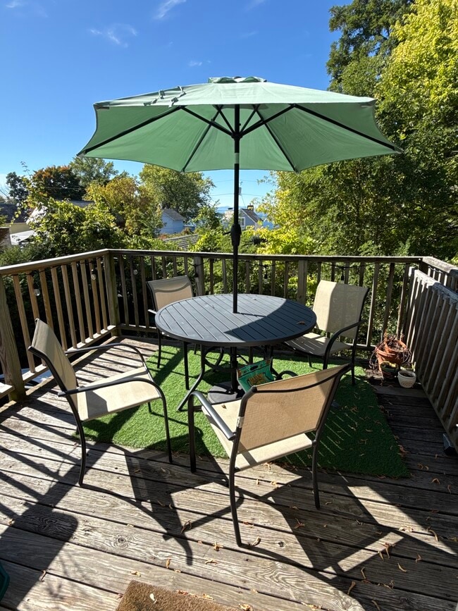 Back deck with lake view