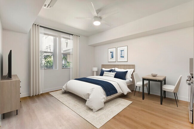 Renovated Package II living and dining area with hard surface flooring