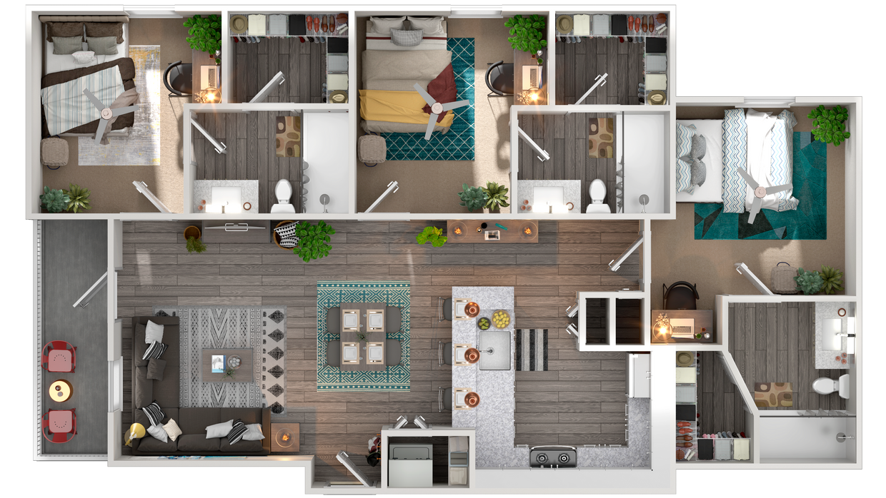 3x3 Floorplan - 3x3 Furnished