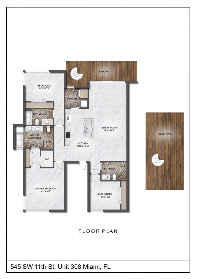 Floorplan + Roofdeck - 545 SW 11th St Unidad 308