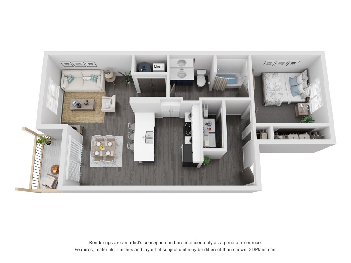 Floor Plan - 1 Bedroom, 1 Bathroom