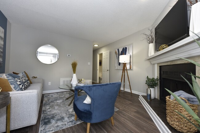 Living Room with Hardwood Style Flooring