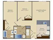 Two Bedroom Two Bath (984 SF)