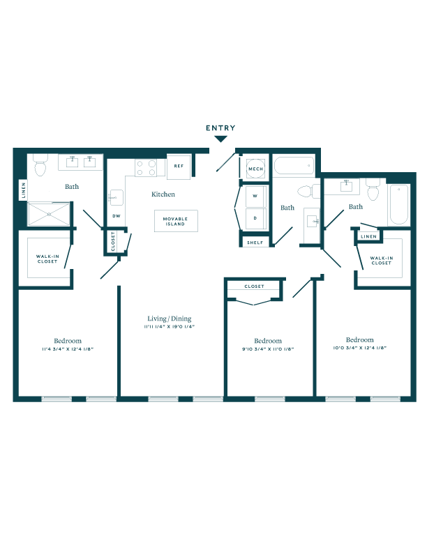 Floor Plan - 3 Bed/3 Bath-D04