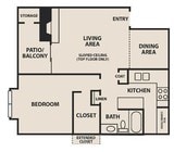 Creekwood Apartment Homes - A3 - 1 Beds - 1 Baths - 716 Sq. ft.