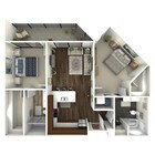 1,016 square foot two bedroom, two bath apartment home