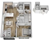 E | 1 dormitorio | 1 baño (plano de planta) Sagewell Hanover