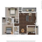 Two bedroom apartment with spacious walk-in closets and kitchen island