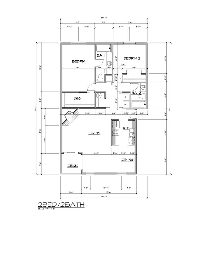 B104 Floor Plan - 2 Bed 2 Bath