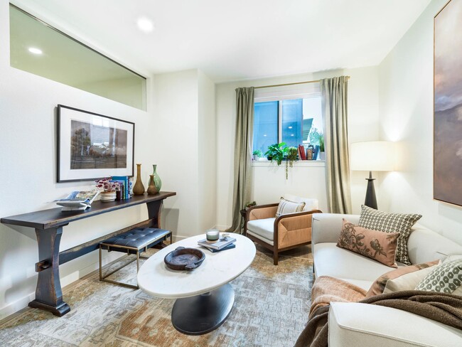 A thoughtfully styled living space at Modera University Park, offering a comfortable retreat just moments from University Park’s dining, parks, and trails.