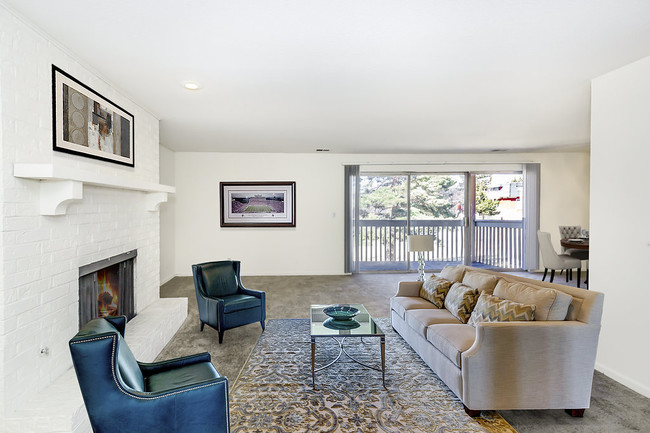 Staged living room - The Bridges at Foxridge Apartments