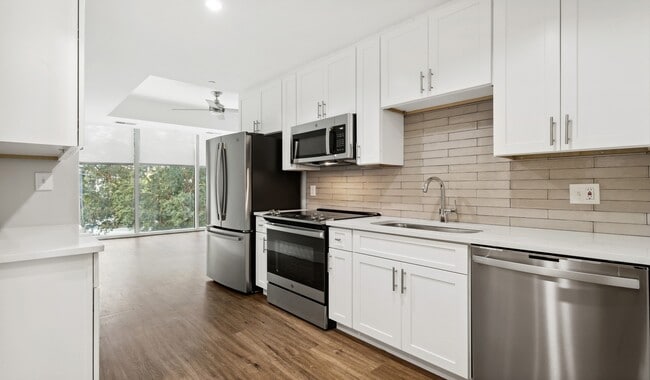 Modern kitchen with stainless steel appliances