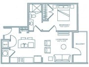 One Bedroom One Bath (663 SF)