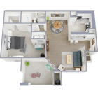 One bedroom, one bath, 785 square foot apartment