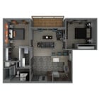 2 Bedroom 1 Bathroom Floorplan