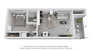 A 3D floor plan rendering of The Helm.